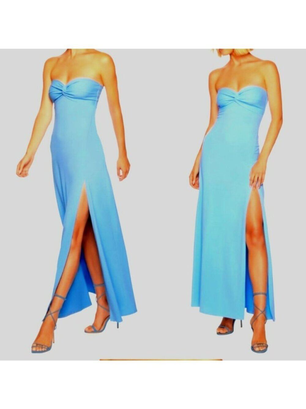 Susana Monaco Twist Front Tahitian Blue Maxi Slit Dress Large